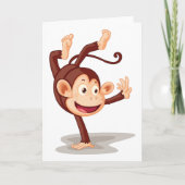 Carte Singe joueur faisant un poirier Animal mignon (Devant)