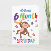 Carte Singe mignon 6 mois Anniversaire