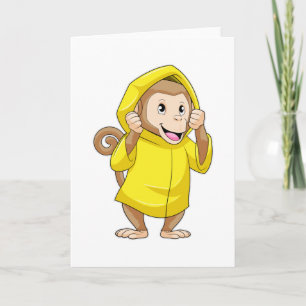 Carte Singe sous la pluie avec imperméable