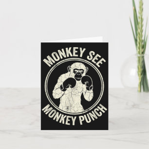 Carte Singe voit singe frappe Boxe vintage gorille