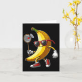 Carte Singes bananes jouant au badminton Sport de fruit  (Fleur jaune)