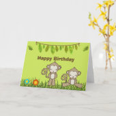 Carte Singes Pagayant Dans La Jungle Anniversaire (Fleur jaune)