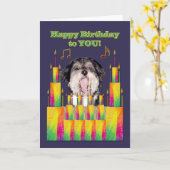 Carte Singing de Dog Birthday (Fleur jaune)
