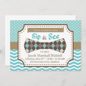 Carte Sip and See for Boy Baby with Bow Cravate (Devant / Derrière)