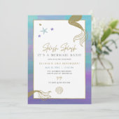 Carte SIREN Purple Gold Mermaid Bash fête d'anniversaire (Debout devant)