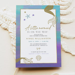 Carte SIREN Purple or sirène Baby shower marin