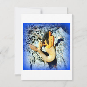 Carte sirène à cheveux bleu