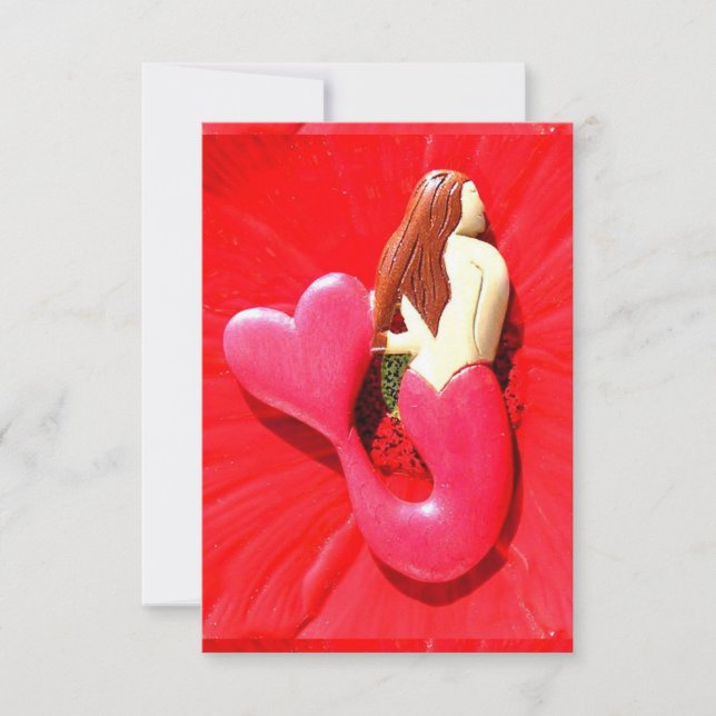 Carte sirène à tête rouge personnalisée (Devant)