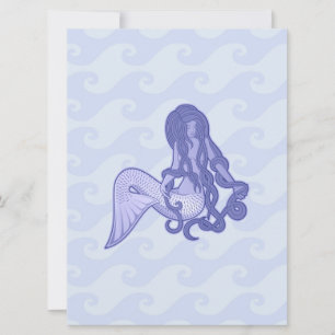 Carte Sirène assise bleue