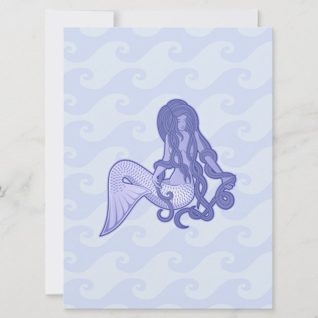Carte Sirène assise bleue (Devant)