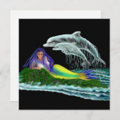 Carte Sirène avec dauphins (Devant / Derrière)
