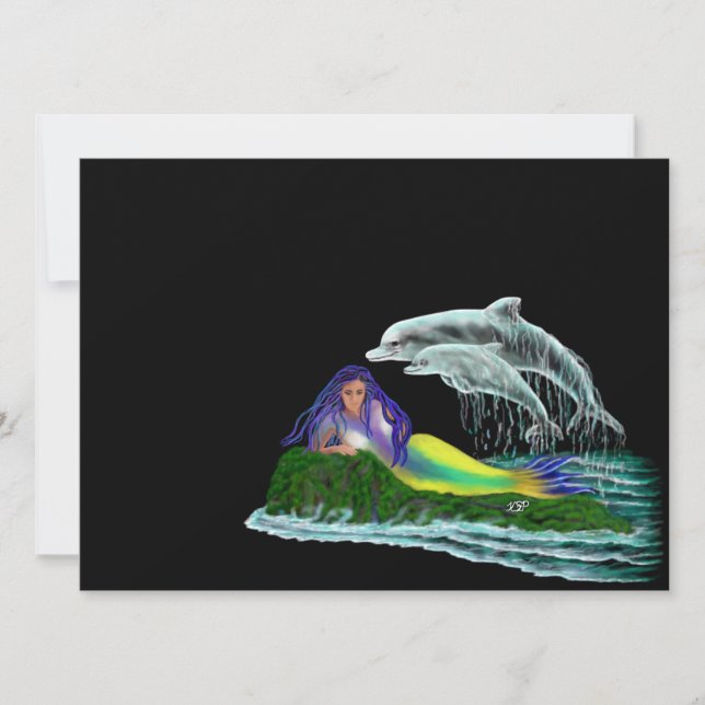 Carte Sirène avec dauphins (Devant)