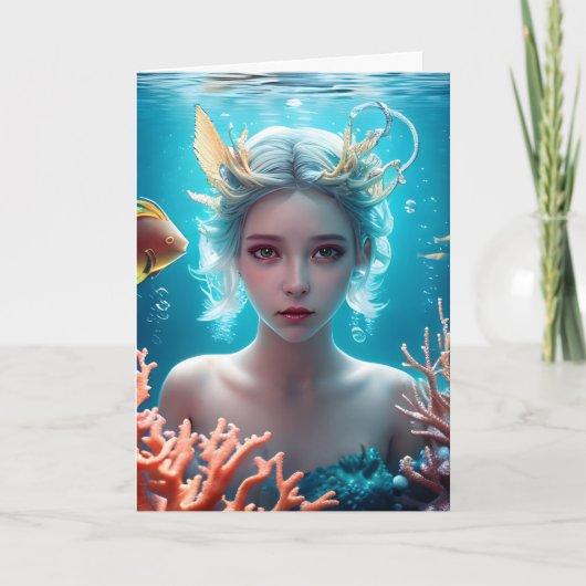 Carte Sirène d'anniversaire joyeuse personnalisée (Devant)