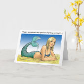 Carte Sirène dans la pêche amusante Anniversaire (Fleur jaune)