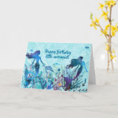 Carte Sirène d'aquarelle sous la mer Anniversaire (Fleur jaune)