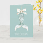 Carte Sirène de Noël Côtière Arc Bleu Plage Océan (Fleur jaune)
