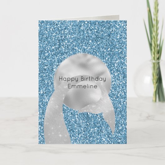 Carte Sirène de Parties scintillant en argent Turquoise (Devant)