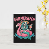 Carte Sirène de Summerween Squelette Plage Flamant Rose (Fleur jaune)