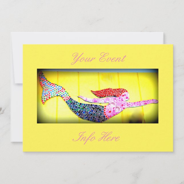 Carte sirène en mosaïque rose sous-marine (Devant)