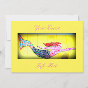 Carte sirène en mosaïque rose sous-marine