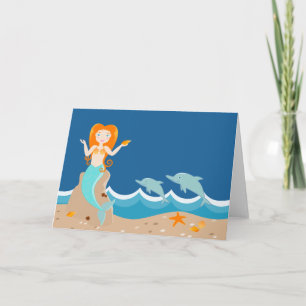 Carte Sirène et dauphins sous la mer