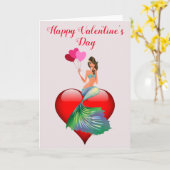 Carte Sirène romantique Heureuse Sainte-Valentin (Fleur jaune)