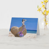 Carte Sirène sur Heart Rock Beach Saint Valentin (Fleur jaune)
