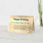 Carte Sister à Law Card<br><div class="desc">Luxury Gold Distance Happy Birthday Sister In Law Personed Greeting Card.</div>