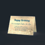 Carte Sister à Law Card<br><div class="desc">Luxury Gold Distance Happy Birthday Sister In Law Personed Greeting Card.</div>