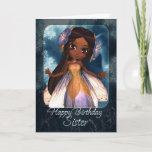 Carte Sister Birthday Card - Cute Blue Fairy<br><div class="desc">Sister Birthday Card - Cute Blue Fairy</div>