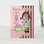 Carte Sister Cute Birthday Card - Cupcakes And Tea - Afr<br><div class="desc">Sister Cute Birthday Card - Cupcakes And Tea - African American</div>