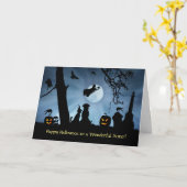 Carte Sister Halloween Cute Dog and Cat With Witch (Fleur jaune)