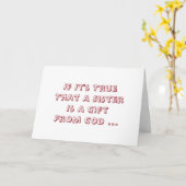 Carte Sister is Gift From Dieu, Birthday, red & white. (Fleur jaune)