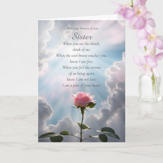 Carte Sister Sympathy with Pink Rose Clouds Spiritual (Orchidée)