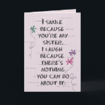 Carte Sister's Birthday with glitter flowers Card<br><div class="desc">Glitter doodle daisies on cracked blush pink background for sister's birthday.</div>