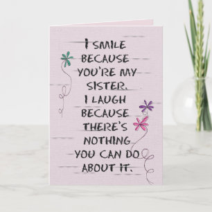 Carte Sister's Birthday with glitter flowers Card
