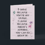 Carte Sister's Birthday with glitter flowers Card<br><div class="desc">Glitter doodle daisies on cracked blush pink background for sister's birthday.</div>