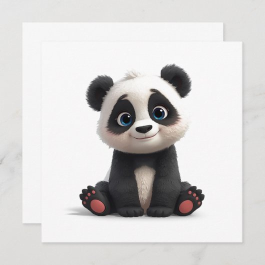 Carte Sitting Panda Bear Cartoon Illustration Art Card (Devant / Derrière)