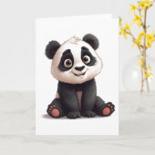 Carte Sitting Panda Bear Cartoon Illustration Artwork (Fleur jaune)