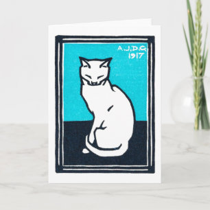 Carte Sitting White Cat, Julie de Graag
