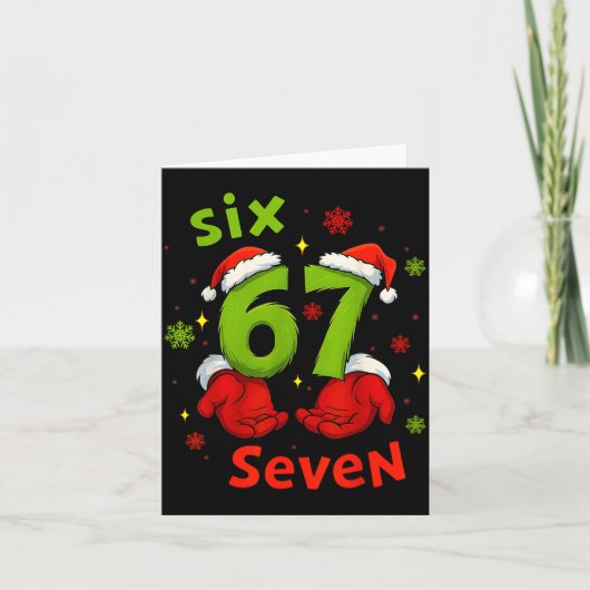 Carte Six 6 7 Seven Christmas Humor Green Hand Festive G (Devant)