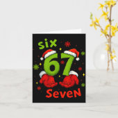 Carte Six 6 7 Seven Christmas Humor Green Hand Festive G (Fleur jaune)
