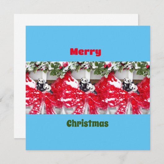 Carte Six Darling Pandas à Noël (Devant / Derrière)