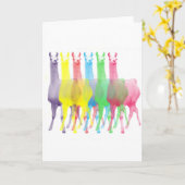 Carte six lamas dans six couleurs de lama (Fleur jaune)