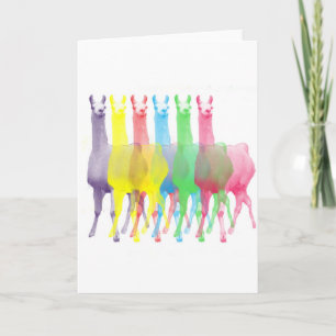 Carte six lamas dans six couleurs de lama