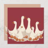 Carte Six Oies A-Laying Coupé Style Crayon 2 (Devant / Derrière)