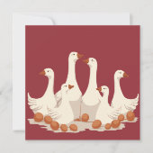 Carte Six Oies A-Laying Coupé Style Crayon 2 (Devant)