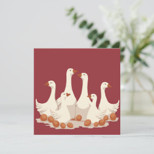 Carte Six oies pondent Cut-Out de style pochoir 2