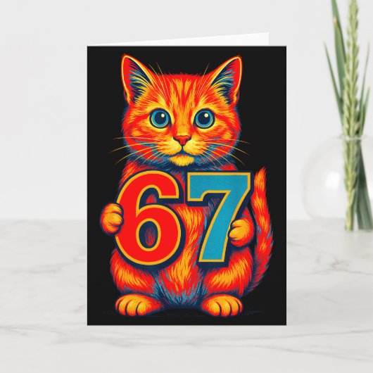 Carte Six Seven 67 Mème 6 7 Chat Jeunesse Garçon Fille (Devant)