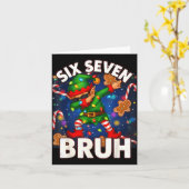 Carte Six Seven 6 7 Funny Bruh Christmas Dabbing Elf Mat (Fleur jaune)
